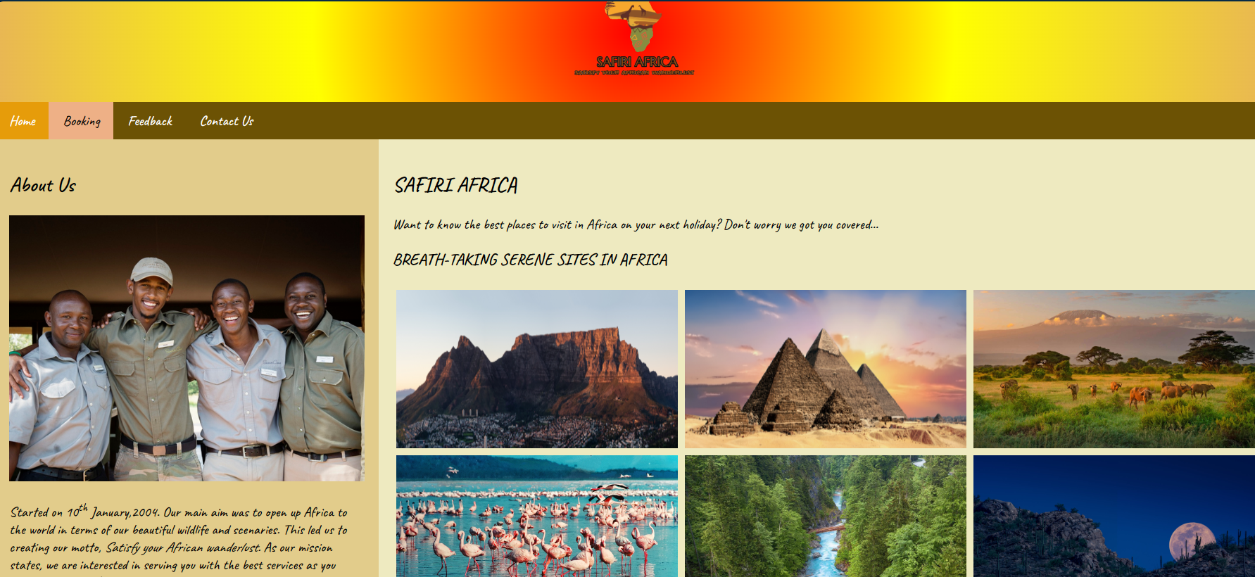 snapshot of the Safiri website